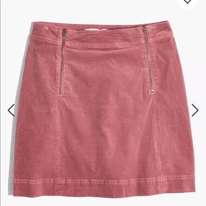 Madewell Velveteen Uptown Zip Skirt in Rose Size 0